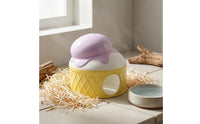 Dome Top Ceramic Hamster Hideout Geometric Pattern Hamster Cooling Shelter Embossed Ice Cream Cone Hideout Circular Doorway for Hamsters