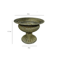 Metal Vase Distressed Pedestal Vase Urn Weathered Textured for Living Room, Dining Table