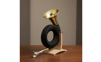 Brass Instrument Gold Colored French Brass Instrument Includes Stand Musical Equipment for Orchestra, Band, Practice