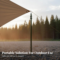 Adjustable Tarp Pole Rust-Resistant Telescopic Shelter Pole Aluminum Tent Support Rod Non-Slip Base Foldable Awning Rod
