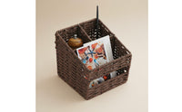 Handwoven Multi-Compartment Woven Basket Decorative Accent Multi-Compartment Desk Organizer Sturdy Construction Entryway Key and Mail Holder No Assembly Required for Office, Coffee Table
