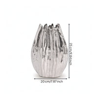 Hammered Metal Vase Faceted Flower Vase with Hammered Texture Textured for Tabletop, Living Room, Office Reception