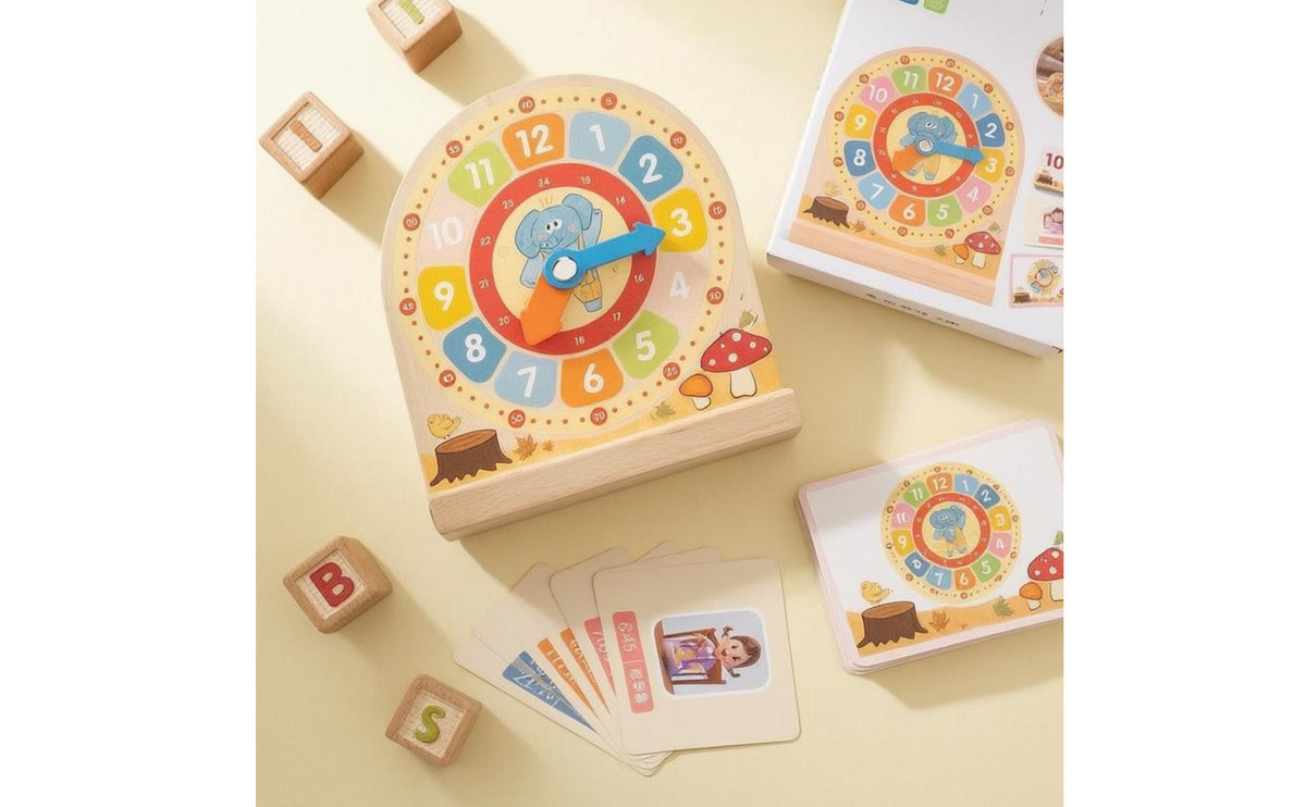 Multifunctional Wooden Clock Calendar Toy Analog Hands-on Learning Calendar Board Movable Hands Children's Clock Board Freestanding for Preschoolers