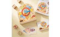 Multifunctional Wooden Clock Calendar Toy Analog Hands-on Learning Calendar Board Movable Hands Children's Clock Board Freestanding for Preschoolers