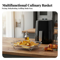 Easy to Clean Air Fryer Draining Basket High Temperature Resistant Stainless Steel Mesh Basket Dishwasher Safe Oil Draining Rack Rust-Proof for Grilling, Baking, Roasting, Dehydrating