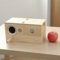 Metal Reinforced Nesting Box, Pine Wood Avian Box, Avian Nesting for Small Finch Breeding, External Mount with Perch and Wood Shavings