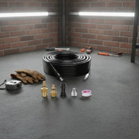 Pressure Washer Sewer Cleaning Kit Flexible Sewer Jet Hose Coiled Drain-Clearing Hose with Adapters for Homeowners