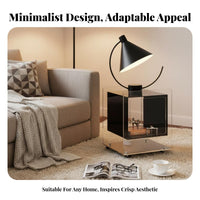 With Wheels Transparent Accent Table Modern Design Transparent Cube Stand Minimalist Aesthetic Bedside Cabinet Multifunctional for Apartment Dwellers, Interior Decorators, Bedroom, Living Room, Small Areas, Office