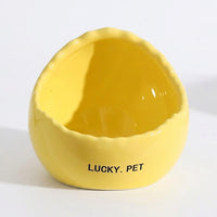 Ceramic Bird Feeder and Waterer, Small Eggshell Bird Feeder with Freestanding Design, Eggshell Water Bowl for Indoor Cage or Outdoor Use