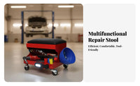 Rolling Shop Seat Swivel Casters Tool Tray Comfort for Auto Detailers