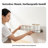DrillNo-Drilling Installation Single-Tier Wall Tray Rust-Proof Wall-Mounted Basket Shelf Waterproof Storage Rack Easy to Clean for Renters, Homeowners, Parents, Kitchen, Bathroom, Laundry Room, Bedroom