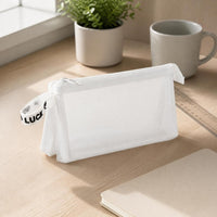 Thickened Mesh Layered Three-Compartment Pencil Pouch, Transparent, Large Capacity for Students