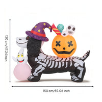 Halloween Inflatable Skeleton Dog Weather-Resistant Halloween Inflatable Dog Yard Decoration with Pumpkin Oversized 3D for Lawn