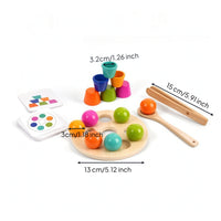 Educational Wooden Sorting Toy with Cups Rainbow Color Sorting Toy Toddler Wooden Matching Game for Homeschool