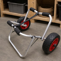 Treaded Wheels Kayak Cart Foam-Padded Handles Wheeled Kayak Cart Securing Strap Watercraft Trolley Triangular Support