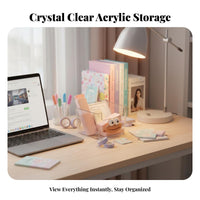 Clear Flat Storage Box Space-Saving Desktop Organizer particle-proofresistant for Desk, Home