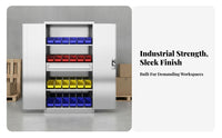 High Load Capacity Heavy Duty Tool Cabinet Rust Resistant Steel Storage Cabinet Adjustable Shelves Double Door Tool Chest Easy to Clean for Workshop Professionals, Machinists, DIY Enthusiasts, Warehouse, Factory, Basement, Utility Room