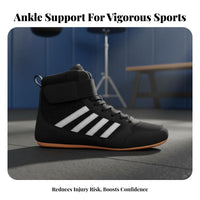 Kids Boxing Shoes Shock-Absorbing High-Top Wrestling Shoes Ankle Support Young Fighting Training Sneakers for Girls, Beginners, Competition, Gym, Mat