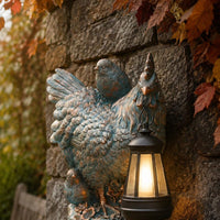 Chicken Lantern Statue Resin Solar Chicken Statue Hand Painted for Villa, Patio
