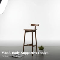 Ergonomic Design Solid Wood Bar Stool Easy Assembly Counter Height Stool with Back Non-Slip Floor Protection Modern Backrest Counter Chair for Homeowners, Renters, Adults, Cafe, Pub, Restaurant