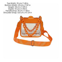Waterproof Clear Chain Crossbody Bag Double Strap Design Transparent PVC Purse Snap Closure Mini Jelly Phone Bag for Women, Girls, Beach, Concerts, Festivals