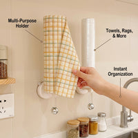 Roll Holder and Under Cabinet Paper Towel for Kitchen Organization, Acrylic Mount for Organizers