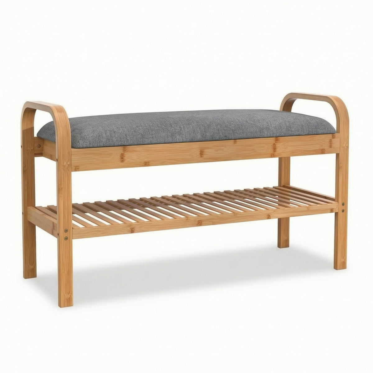 Shoe-Changing Bench Upholstered Shoe Bench Slatted Furniture for Entryway, Mudroom, Hallway