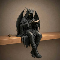 Dark Cloaked Figure Statue Sturdy Sitting Statue Creepy Shelf Sitter Spooky for Display Cabinet