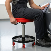 Heavy-Duty Mechanic Stool with Tool Tray Storage Comfortable Mechanic Stool with Tool Tray Long-Lasting Low-Height for Car Detailers, Workshop