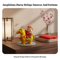Fine Craftsmanship God of Wealth Horse Statue Wealth Horse Sculpture for Office, Entryway, Shop Counter