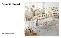 Classroom Desk and Stool Set Rounded Corners Classroom Table and Chair Set Easy to Tidy Children Craft Table for Students, Young Children, Playroom