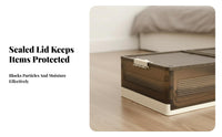 Collapsible textile container flatflat Under-Bed Box Clear Top Cover for Students