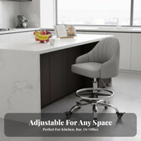 Multi-Purpose Adjustable pivot Chair with Backrest Padded Seat Rolling Stool Easy to Assemble Mobile Seating for Salon Professionals, Office Workers, Kitchen, Bar Counter, Reception Desk, Studio