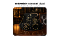 Coiled Tube Detail Steampunk Top Hat Chain Accent Lens Top Hat Zipper Trim Costume Headwear Black