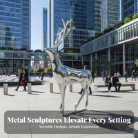 Hollow Animal Sculpture Rust Resistant Stainless Steel Statue Sturdy Metal Construction Modern Landmark Sculpture for Public Square, Park