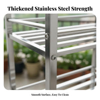 Stainless Steel Plant Stand Indoor/Outdoor Use Movable Greenery Pot Rack Sturdy Multi-Tier Rolling Shelf for Owners, Balcony, Patio