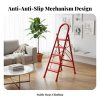 Foldable Folding Step Ladder Space-Saving A-Shaped Ladder Multi-Functional Household Step Stool Wide Steps for Homeowners, Adults, Seniors, Indoor, Kitchen, Living Room, Closet