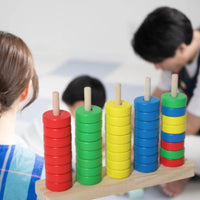 Interactive Preschool Math Learning Board Solid Wood Educational Method Counting Rings Color Number Sorting Game for Preschoolers, Toddlers, Kids