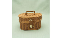 Vintage-Style Suitcase-Shaped Basket Iron Frame Oval Lidded Basket Clasp Closure Household Storage Metal Hardware