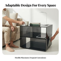 Minimalist aesthetic Rotating Cylindrical Cabinet Multifunctional Multi-Level Accent Table Space-Saving Nightstand Enclosed Compartments for Apartment Dwellers, Design aficionados, Bedside, Bedroom, Living Room, Small Spaces