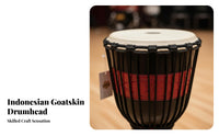 Professional Grade Djembe Natural Skin Head Goblet Drum Single-Piece Construction Percussion Instrument Deep Bass Tones for Musicians, Music Enthusiasts, Stage Performance, Acoustic Shows, Studio Recording, Home Decoration