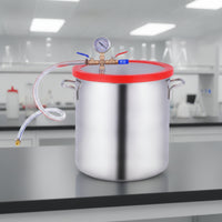 Stainless Steel Vacuum Degassing Container Transparent Lid Vacuum Chamber with Hose Heavy Duty Degassing Chamber with Hose Airtight for Hobbyists, Professionals, Resin Casting, Silicone Molding, Laboratory