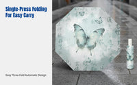 Chinese Style Automatic Folding Umbrella, Sun and Rain Protection, Portable Floral Pattern