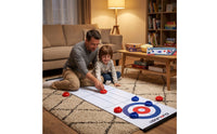 Tabletop Curling Set with Roll-up Mat Lightweight Tabletop Curling Game Foldable