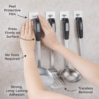 Cabinet and Bedroom Storage Hook with Removable for Students, Stainless Steel Single Hanger with Strong Load Bearing Sticky