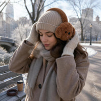 Cute Puppy Plush Earmuffs for Women, Foldable Winter Warm Ear Covers