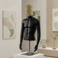 Male Display Mannequin Glossy Male Mannequin Stable Dress Form with Metal Stand for Boutiques, Tailors, Clothing Store, Garment Fitting