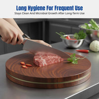 Round Cutting Board Handmade Butcher Block Cutting Board Built-in Handles Kitchenware for Butchers