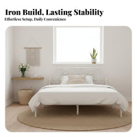 Wrought Iron Bed Sturdy and Stable Metal Bed Frame Heavy Duty Bedroom Furniture for Hoteliers, Homeowners, Hotel, Guest Room, Apartment