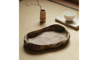 Artisan-Made Freeform Wooden Tray Hollowed Wooden Snack Tray Raised Edges Serving Platter Shallow Rim